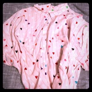 Pastel pink with rainbow hearts medium Amy top